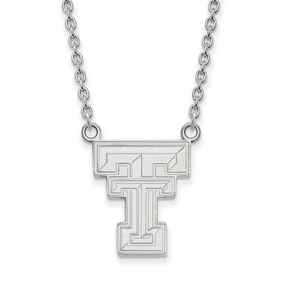 Sterling Silver Texas Tech U Large 'TT' Pendant Necklace